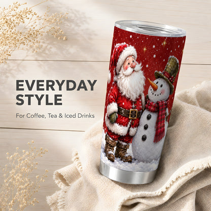#pl[20oz|Steel] Santa Snowman Tumbler 20oz, Winter Tumbler, Stainless Steel Travel Cup
