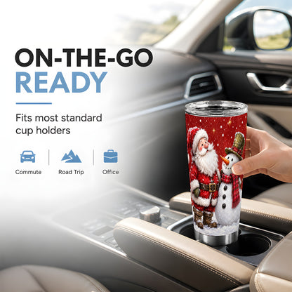 #pl[20oz|Steel] Santa Snowman Tumbler 20oz, Winter Tumbler, Stainless Steel Travel Cup
