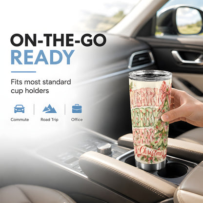 #pl[20oz|Steel] Pink Gingham Tree Tumbler 20oz, Holiday Tumbler, Stainless Steel Travel Cup