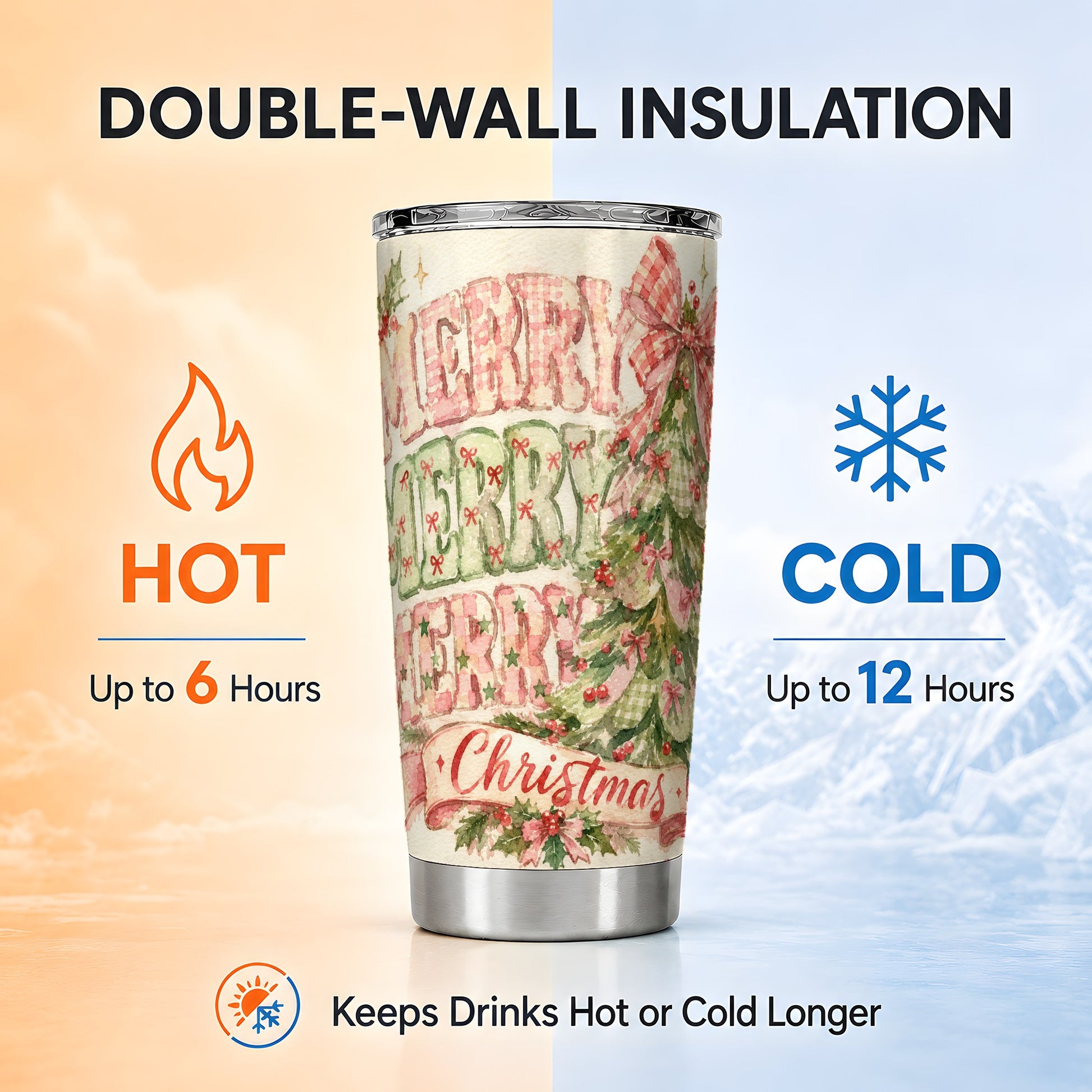 #pl[20oz|Steel] Pink Gingham Tree Tumbler 20oz, Holiday Tumbler, Stainless Steel Travel Cup
