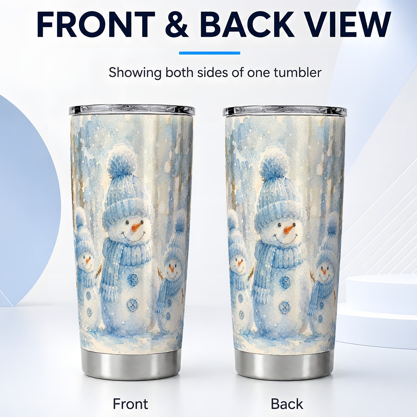 #pl[20oz|Steel] Snowman Family Tumbler 20oz, Winter Tumbler, Stainless Steel Travel Cup