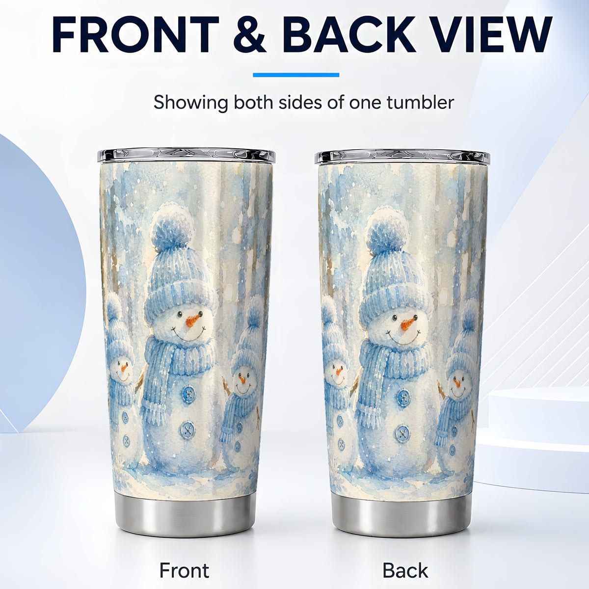#pl[20oz|Steel] Snowman Family Tumbler 20oz, Winter Tumbler, Stainless Steel Travel Cup