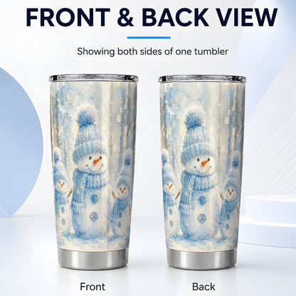 #pl[20oz|Steel] Snowman Family Tumbler 20oz, Winter Tumbler, Stainless Steel Travel Cup