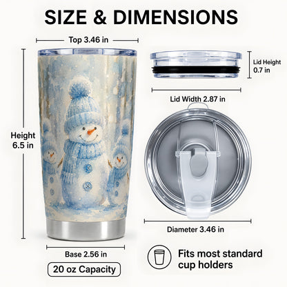 #pl[20oz|Steel] Snowman Family Tumbler 20oz, Winter Tumbler, Stainless Steel Travel Cup