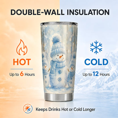 #pl[20oz|Steel] Snowman Family Tumbler 20oz, Winter Tumbler, Stainless Steel Travel Cup