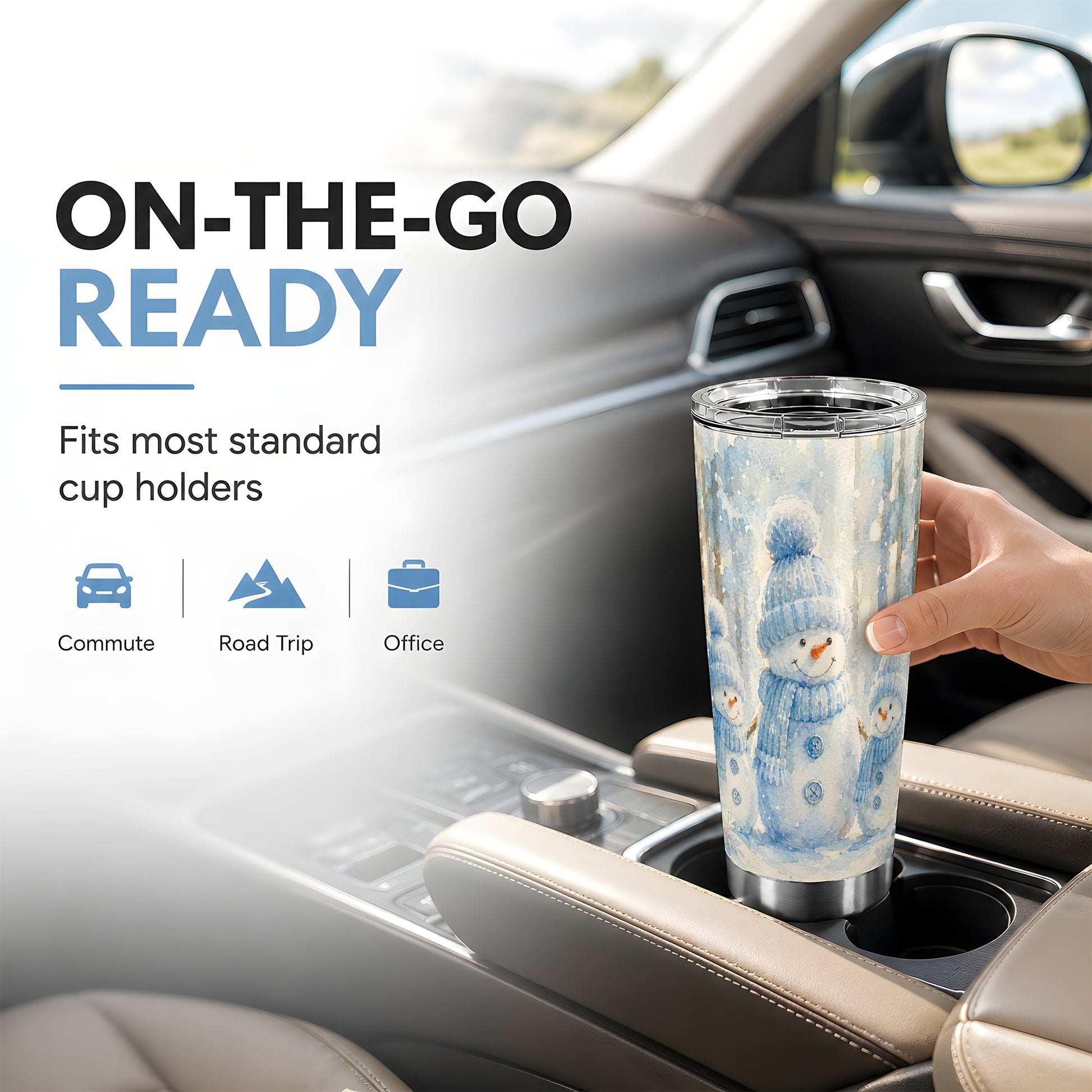 #pl[20oz|Steel] Snowman Family Tumbler 20oz, Winter Tumbler, Stainless Steel Travel Cup