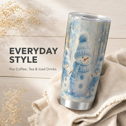 #pl[20oz|Steel] Snowman Family Tumbler 20oz, Winter Tumbler, Stainless Steel Travel Cup