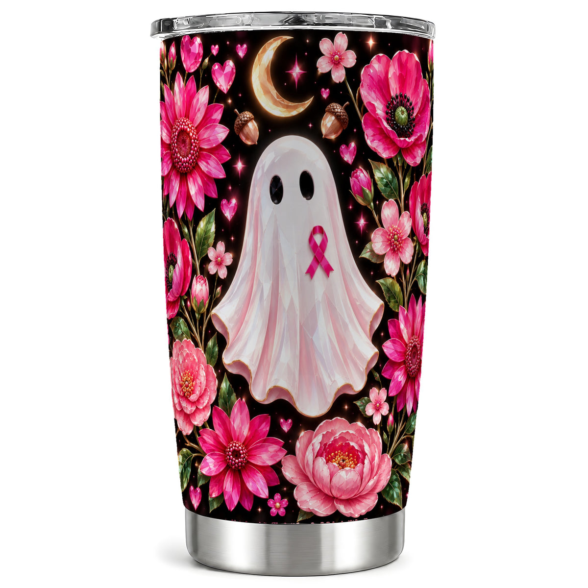 Gem Style Ghost Tumbler 20oz, Ribbon Tumbler, Stainless Steel Travel Cup
