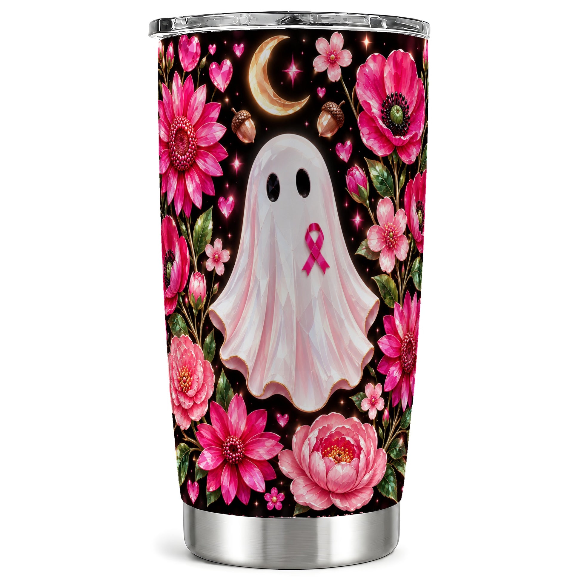 Gem Style Ghost Tumbler 20oz, Ribbon Tumbler, Stainless Steel Travel Cup