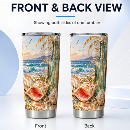 #pl[20oz|Steel] Gem Style Seashell Tumbler 20oz, Beach Tumbler, Stainless Steel Travel Cup