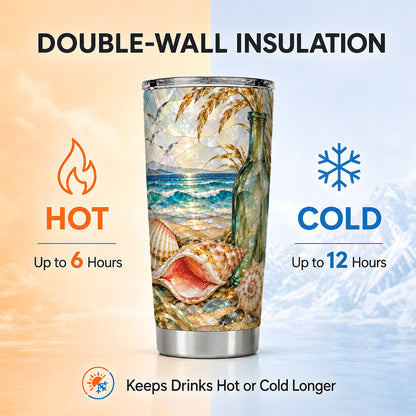 #pl[20oz|Steel] Coastal Seashell Tumbler 20oz, Ocean Tumbler, Stainless Steel Travel Cup