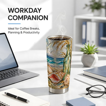 #pl[20oz|Steel] Coastal Seashell Tumbler 20oz, Ocean Tumbler, Stainless Steel Travel Cup