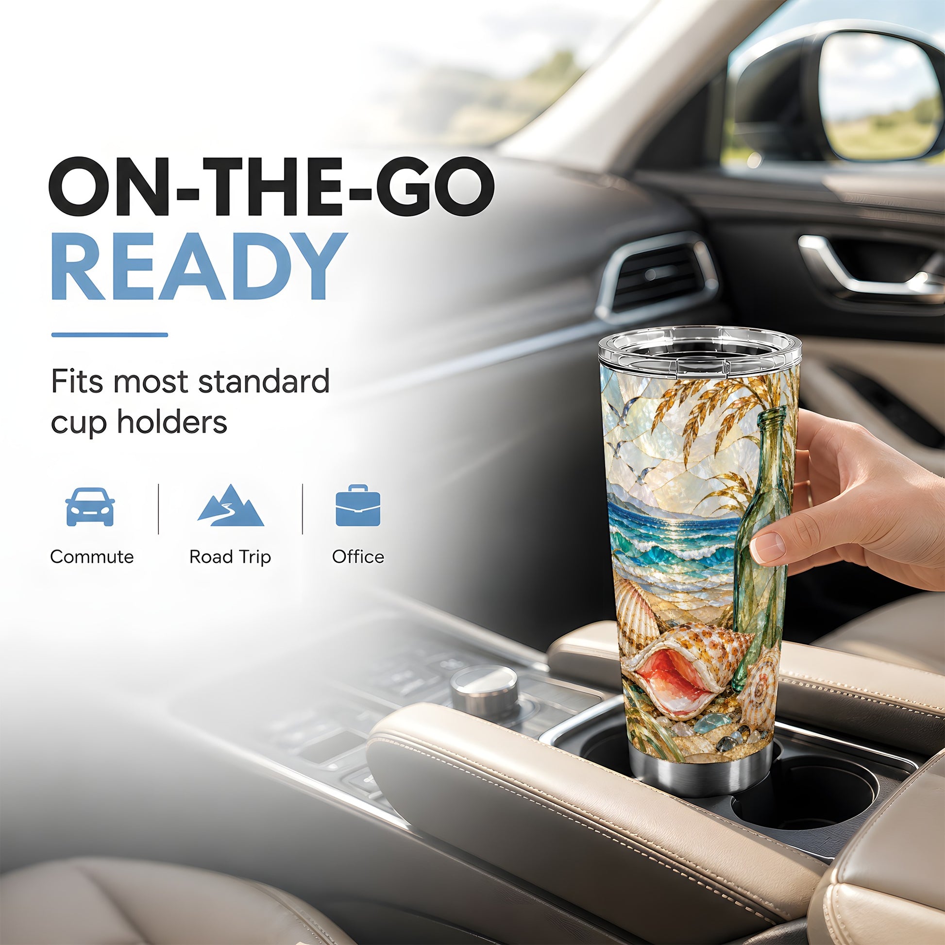 #pl[20oz|Steel] Coastal Seashell Tumbler 20oz, Ocean Tumbler, Stainless Steel Travel Cup