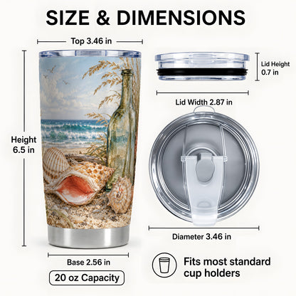 #pl[20oz|Steel] Beach Seashell Tumbler 20oz, Coastal Tumbler, Stainless Steel Travel Cup