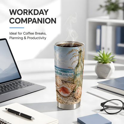 #pl[20oz|Steel] Beach Seashell Tumbler 20oz, Coastal Tumbler, Stainless Steel Travel Cup