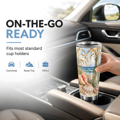 #pl[20oz|Steel] Watercolor Seashell Tumbler 20oz, Beach Tumbler, Stainless Steel Travel Cup