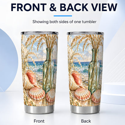 #pl[20oz|Steel] Faceted Seashell Tumbler 20oz, Ocean Tumbler, Stainless Steel Travel Cup