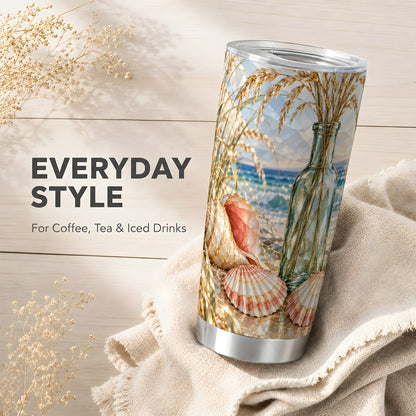 #pl[20oz|Steel] Faceted Seashell Tumbler 20oz, Ocean Tumbler, Stainless Steel Travel Cup