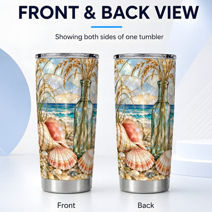 #pl[20oz|Steel] Coastal Seashell Tumbler 20oz, Beach Tumbler, Stainless Steel Travel Cup