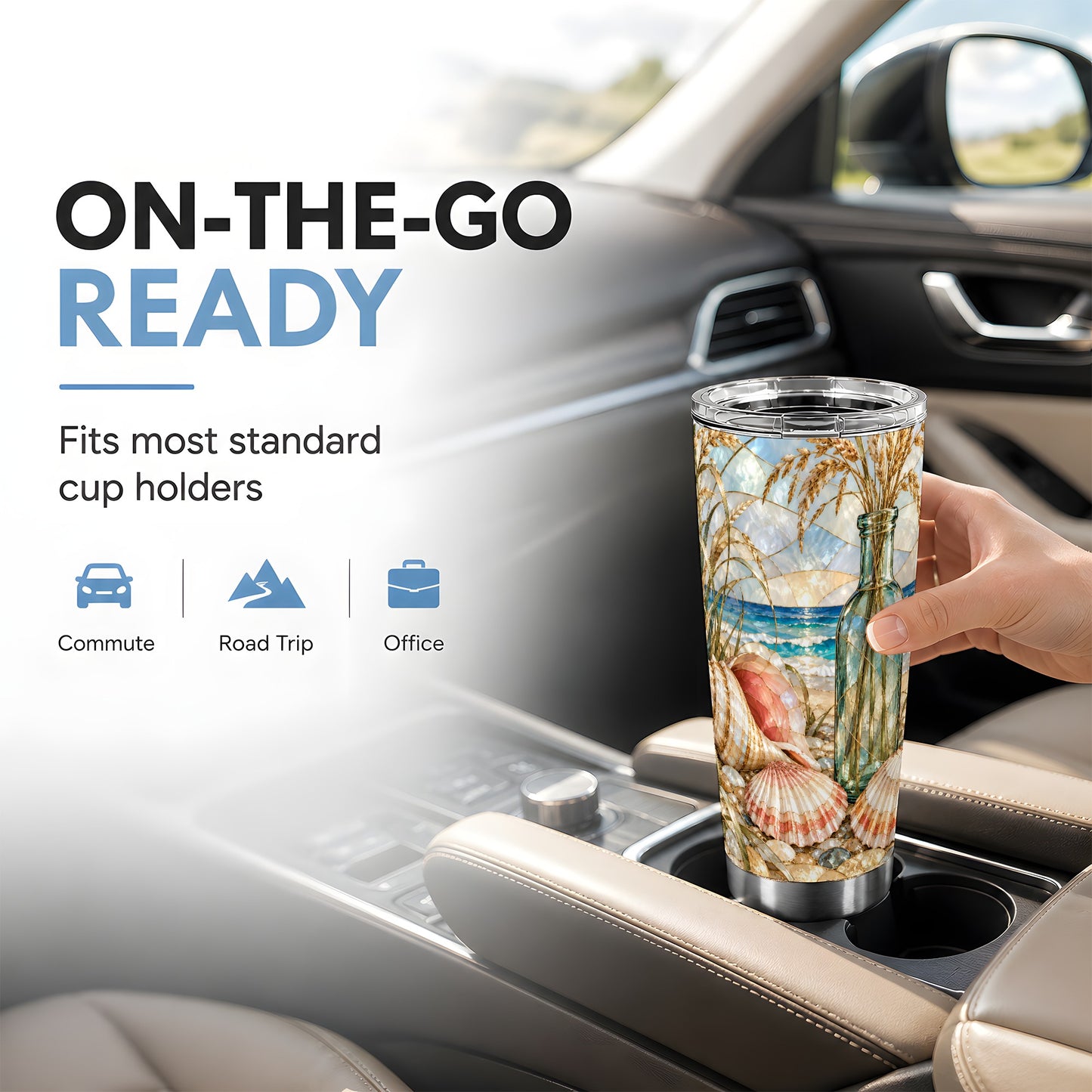 #pl[20oz|Steel] Coastal Seashell Tumbler 20oz, Beach Tumbler, Stainless Steel Travel Cup