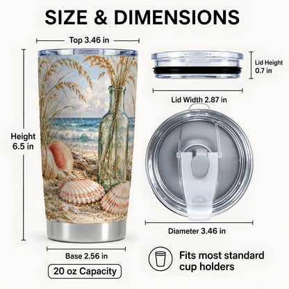 #pl[20oz|Steel] Sea Oats Seashell Tumbler 20oz, Coastal Tumbler, Stainless Steel Travel Cup