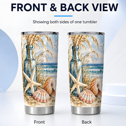 #pl[20oz|Steel] Watercolor Seashell Tumbler 20oz, Beach Tumbler, Stainless Steel Travel Cup