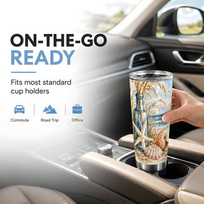 #pl[20oz|Steel] Watercolor Seashell Tumbler 20oz, Beach Tumbler, Stainless Steel Travel Cup