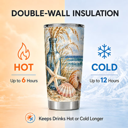#pl[20oz|Steel] Watercolor Seashell Tumbler 20oz, Beach Tumbler, Stainless Steel Travel Cup