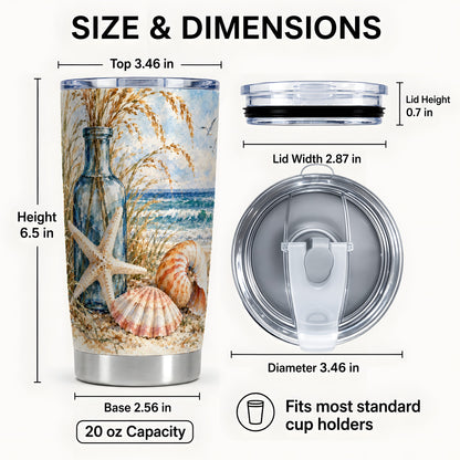 #pl[20oz|Steel] Watercolor Seashell Tumbler 20oz, Beach Tumbler, Stainless Steel Travel Cup