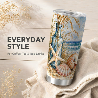 #pl[20oz|Steel] Watercolor Seashell Tumbler 20oz, Beach Tumbler, Stainless Steel Travel Cup