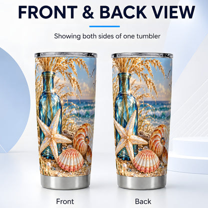 #pl[20oz|Steel] Jeweled Seashell Tumbler 20oz, Coastal Tumbler, Stainless Steel Travel Cup