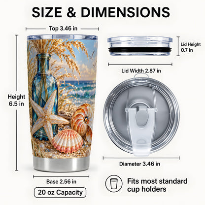#pl[20oz|Steel] Jeweled Seashell Tumbler 20oz, Coastal Tumbler, Stainless Steel Travel Cup
