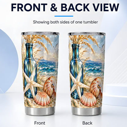#pl[20oz|Steel] Seashell Starfish Tumbler 20oz, Beach Tumbler, Stainless Steel Travel Cup
