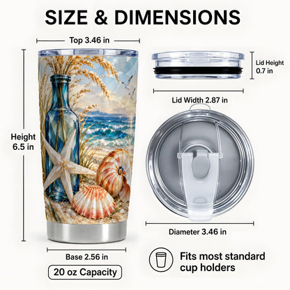 #pl[20oz|Steel] Seashell Starfish Tumbler 20oz, Beach Tumbler, Stainless Steel Travel Cup