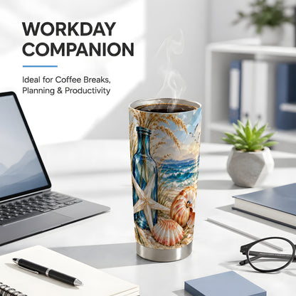 #pl[20oz|Steel] Seashell Starfish Tumbler 20oz, Beach Tumbler, Stainless Steel Travel Cup