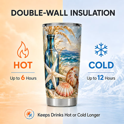 #pl[20oz|Steel] Seashell Starfish Tumbler 20oz, Beach Tumbler, Stainless Steel Travel Cup