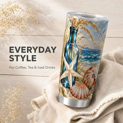 #pl[20oz|Steel] Seashell Starfish Tumbler 20oz, Beach Tumbler, Stainless Steel Travel Cup