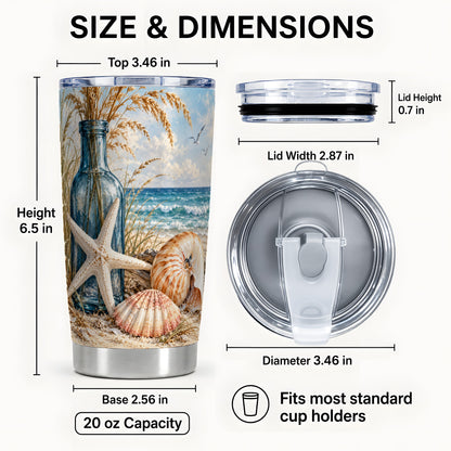 #pl[20oz|Steel] Beach Seashell Tumbler 20oz, Coastal Tumbler, Stainless Steel Travel Cup