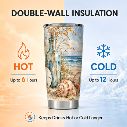 #pl[20oz|Steel] Watercolor Seashell Tumbler 20oz, Beach Tumbler, Stainless Steel Travel Cup
