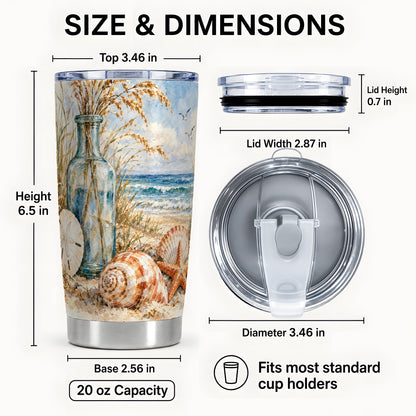 #pl[20oz|Steel] Watercolor Seashell Tumbler 20oz, Beach Tumbler, Stainless Steel Travel Cup