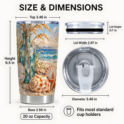 #pl[20oz|Steel] Faceted Seashell Tumbler 20oz, Coastal Tumbler, Stainless Steel Travel Cup