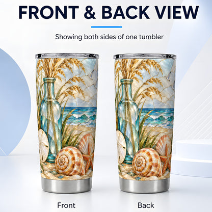 #pl[20oz|Steel] Coastal Shell Tumbler 20oz, Beach Tumbler, Stainless Steel Travel Cup