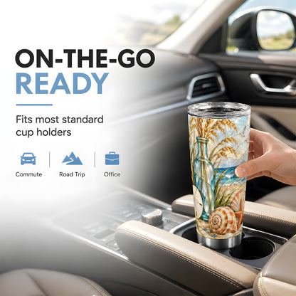 #pl[20oz|Steel] Coastal Shell Tumbler 20oz, Beach Tumbler, Stainless Steel Travel Cup