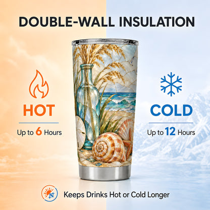 #pl[20oz|Steel] Coastal Shell Tumbler 20oz, Beach Tumbler, Stainless Steel Travel Cup