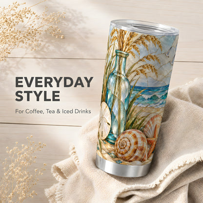 #pl[20oz|Steel] Coastal Shell Tumbler 20oz, Beach Tumbler, Stainless Steel Travel Cup