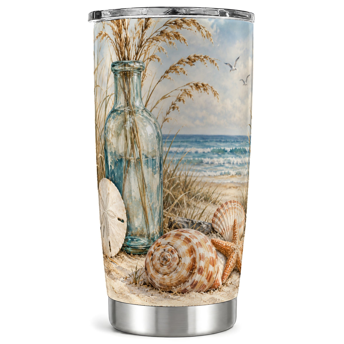 Coastal Seashell Tumbler 20oz, 20oz Tumbler, Stainless Steel Travel Cup