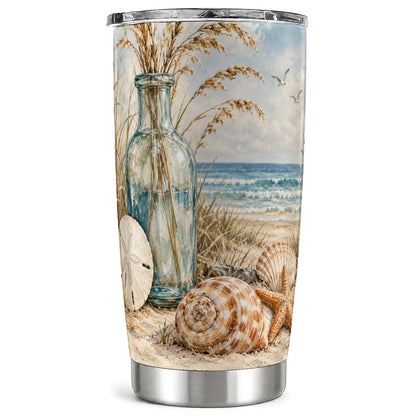 Coastal Seashell Tumbler 20oz, 20oz Tumbler, Stainless Steel Travel Cup