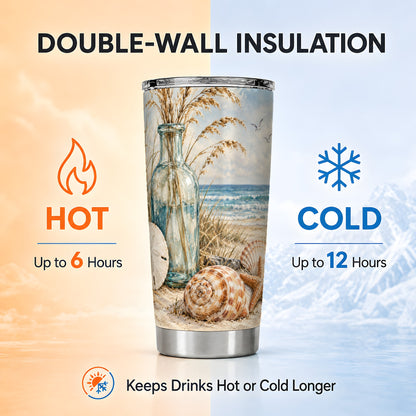 #pl[20oz|Steel] Coastal Seashell Tumbler 20oz, 20oz Tumbler, Stainless Steel Travel Cup