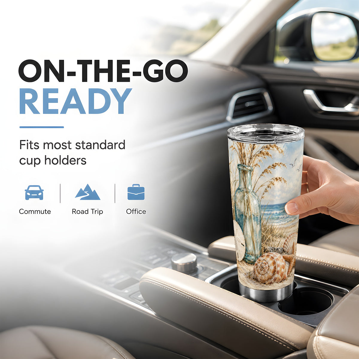 #pl[20oz|Steel] Coastal Seashell Tumbler 20oz, 20oz Tumbler, Stainless Steel Travel Cup