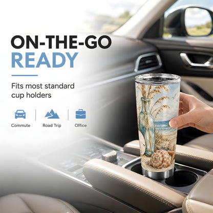 #pl[20oz|Steel] Coastal Seashell Tumbler 20oz, 20oz Tumbler, Stainless Steel Travel Cup